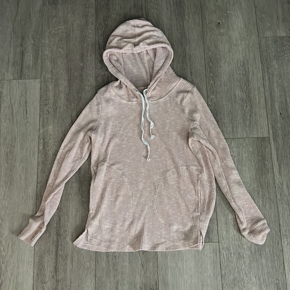 Anthro Pink Ribbed Pullover Sweatshirt - Picture 3 of 4